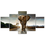 Framed 5 Panel Elephant Wall Art