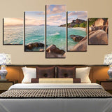 Reef Stone And Blue Sea Water Art Panels for Wall