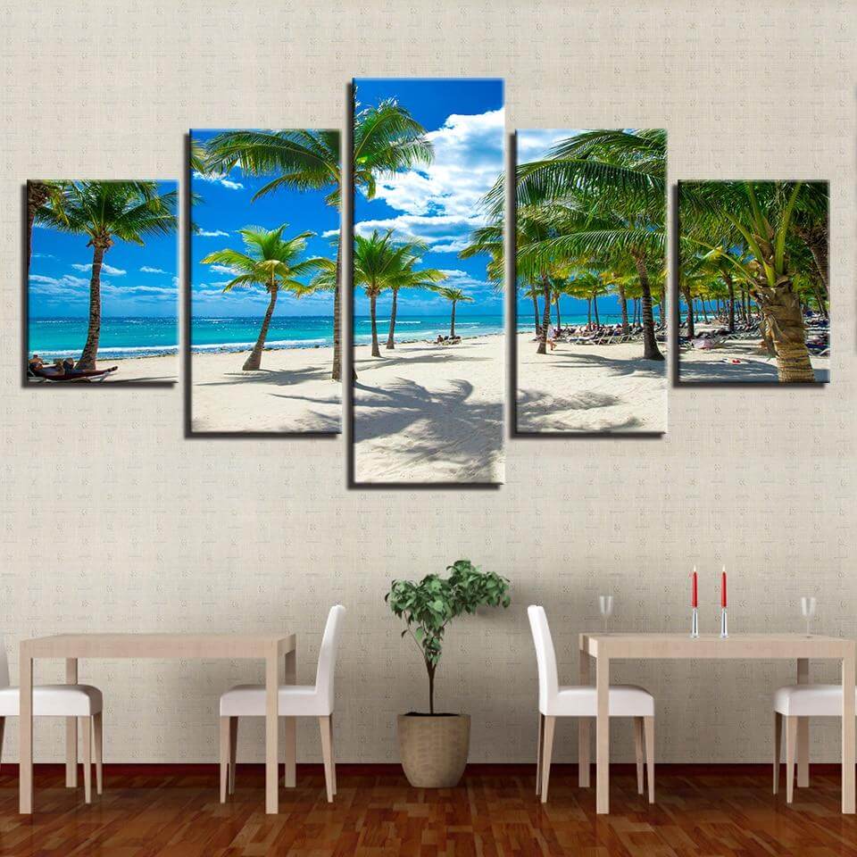 Palm-Forest-5-Piece-Canvas-Art-for-Bedroom