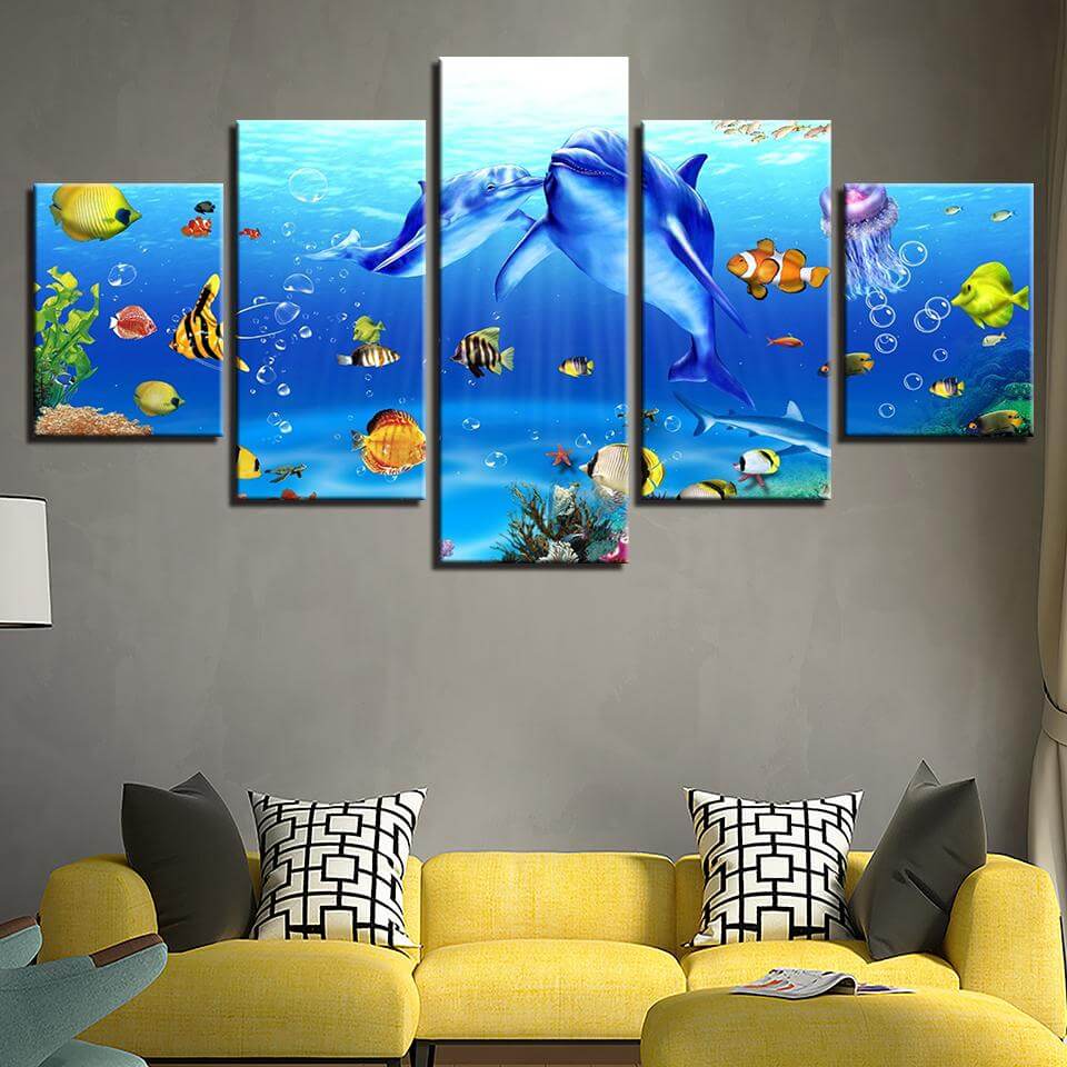 Underwater-World-5-Piece-Canvas-Art-for-Bedroom