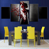 Women-With-Red-Roses-5-Pieces-Canvas-Wall-Art