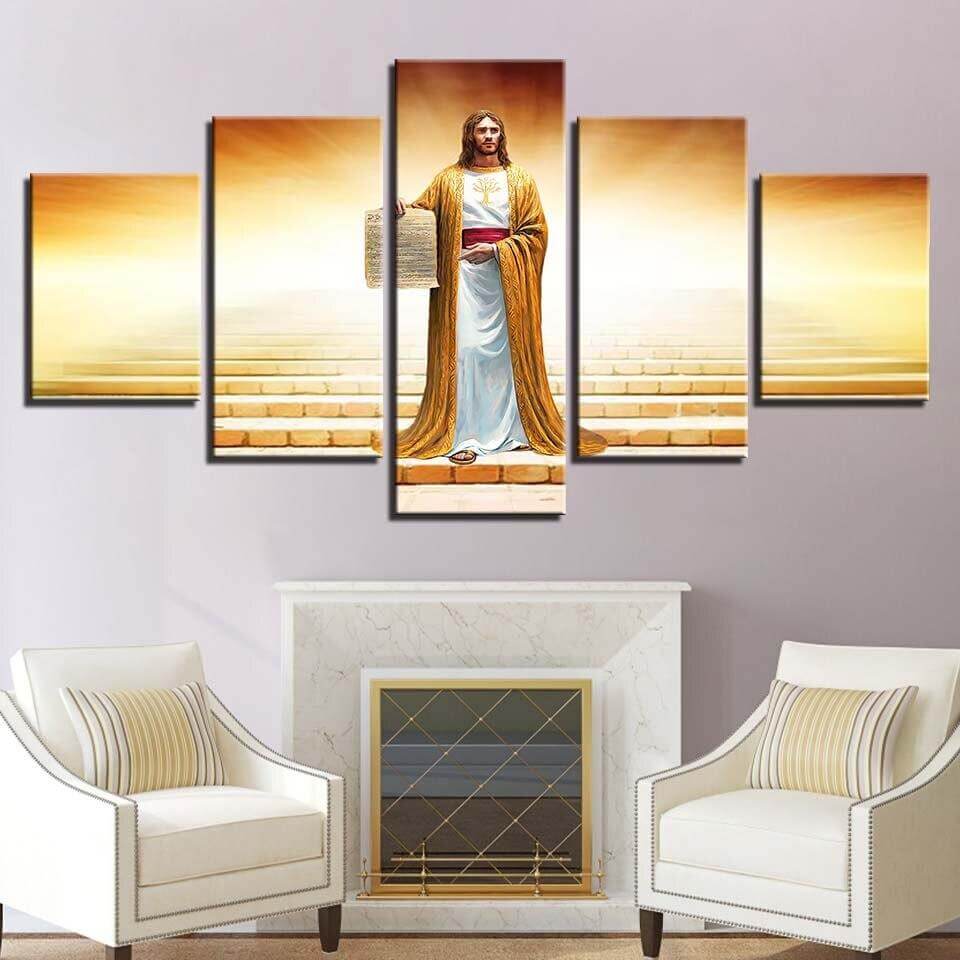 Jesus-Statue-Five-Piece-Canvas-Wall-Art