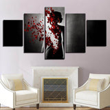 Women-With-Red-Roses-5-Pieces-Canvas-Wall-Art