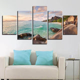 Reef Stone And Blue Sea Water Art Panels for Wall