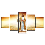 Jesus Statue Five Piece Canvas Wall Art