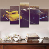 5-Panel-Black-and-Yellow-Car-Wall-Art