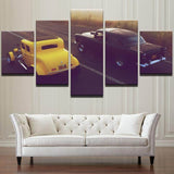 5-Panel-Black-and-Yellow-Car-Wall-Art