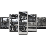 Vintage Motorcycle Black and White Canvas Art
