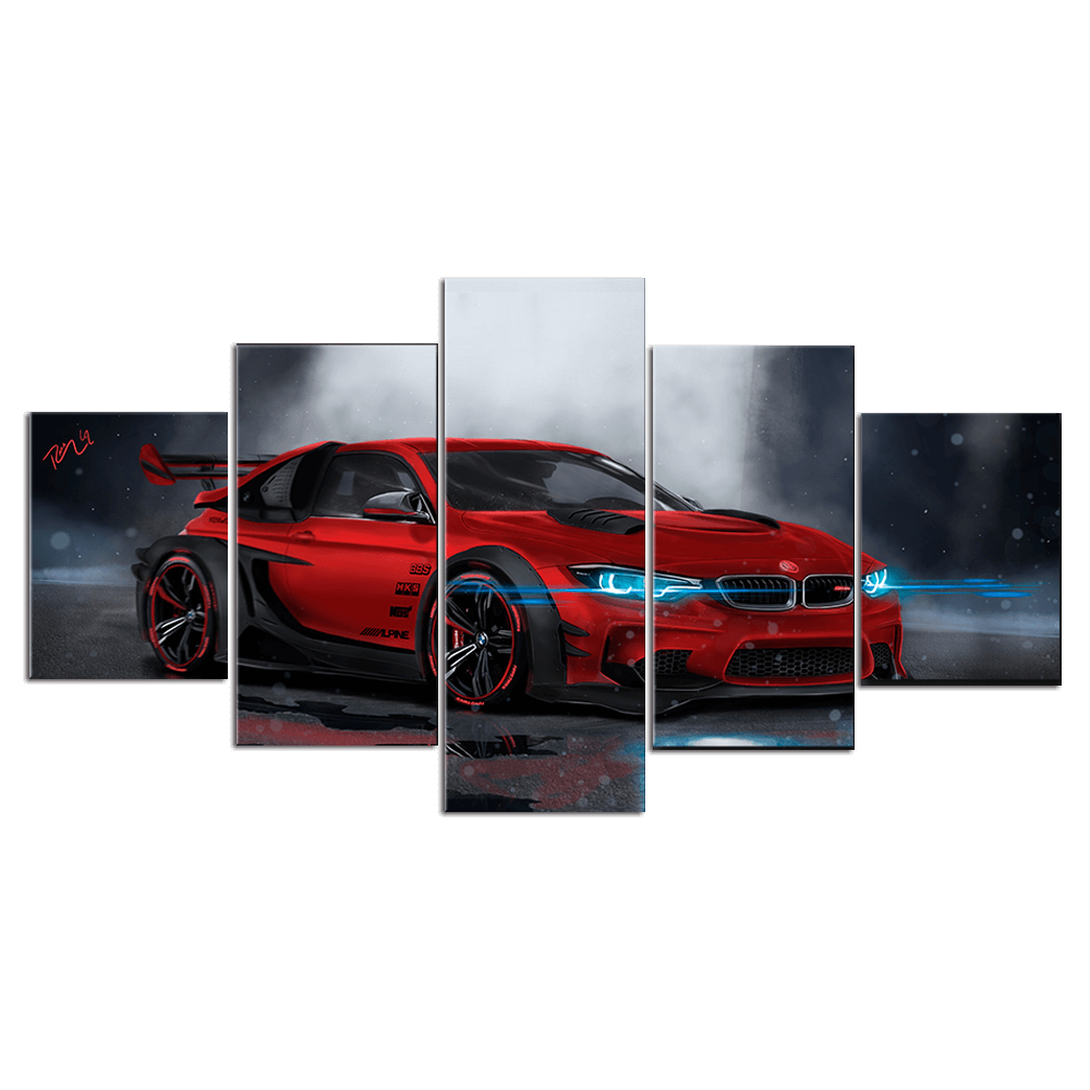 M4 Red Sport Car Big Art Canvas