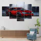 M4 Red Sport Car Big Art Canvas