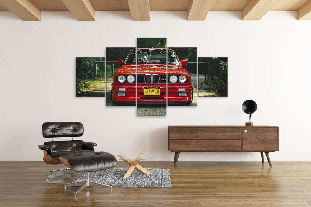HD Retro M3 Red Sport Car Home Wall Sign