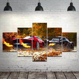 Hot-Sale-Red-and-Black-Sports-Car-5-Panel-Wall-Art