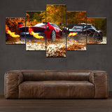Hot-Sale-Red-and-Black-Sports-Car-5-Panel-Wall-Art