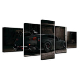 Black-Nissan-Gtr-Car-5-Panel-Canvas-Wall-Art
