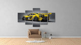 Yellow-Luxury-Sports-Car-5-Piece-Wall-Canvas-Art