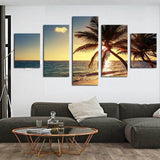Sunset-Beach-Coconut-Tree-Gather-Canvas-Wall-Art