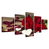 Beautiful Red Roses 5 Piece Canvas Art for Bedroom
