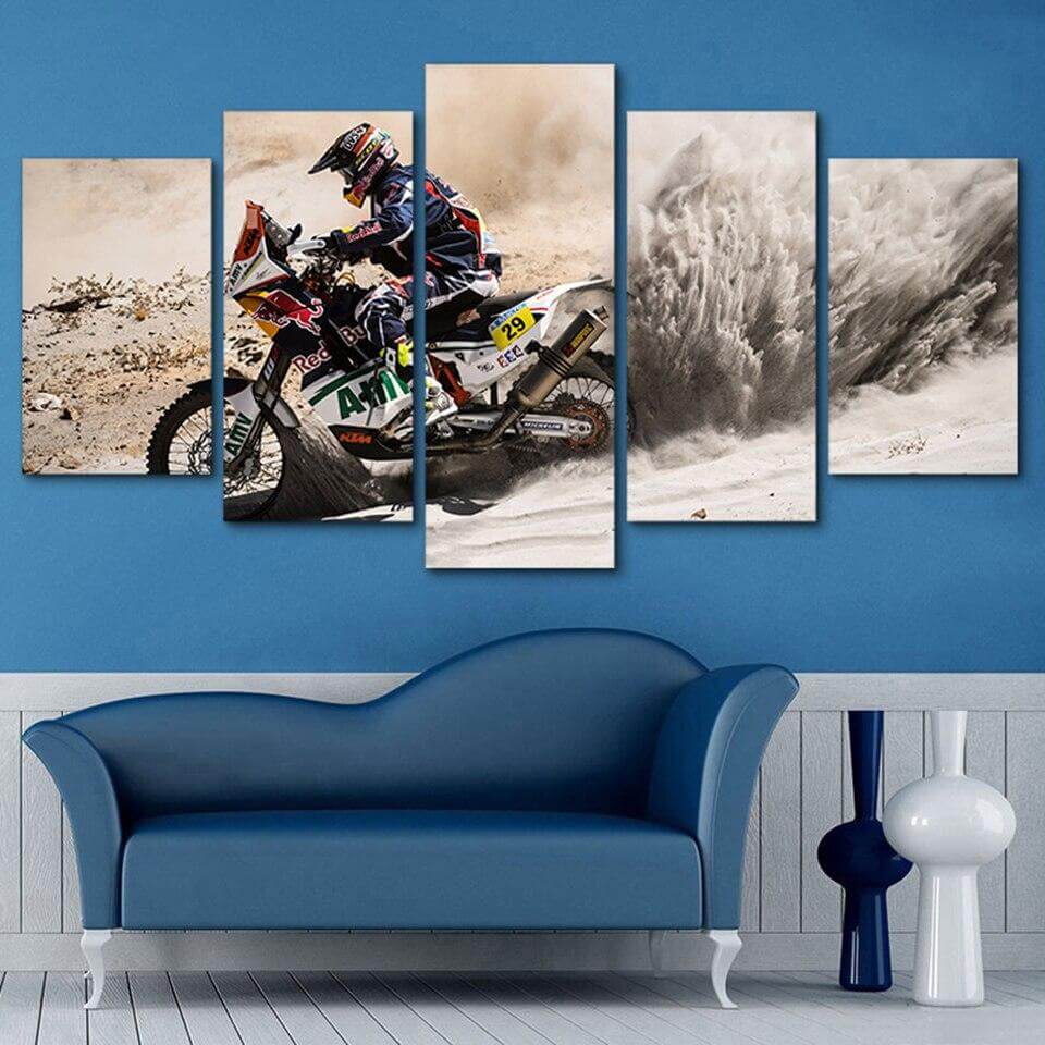 5-Panel-Motocross-HD-Wall-Art-Frames-For-Living-Room