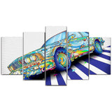 HD Printed 5 Piece Psychedelic Car Modern Canvas Prints