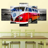 HD-Prints-5-Pieces-Retro-Bus-Cool-Canvas-Paintings