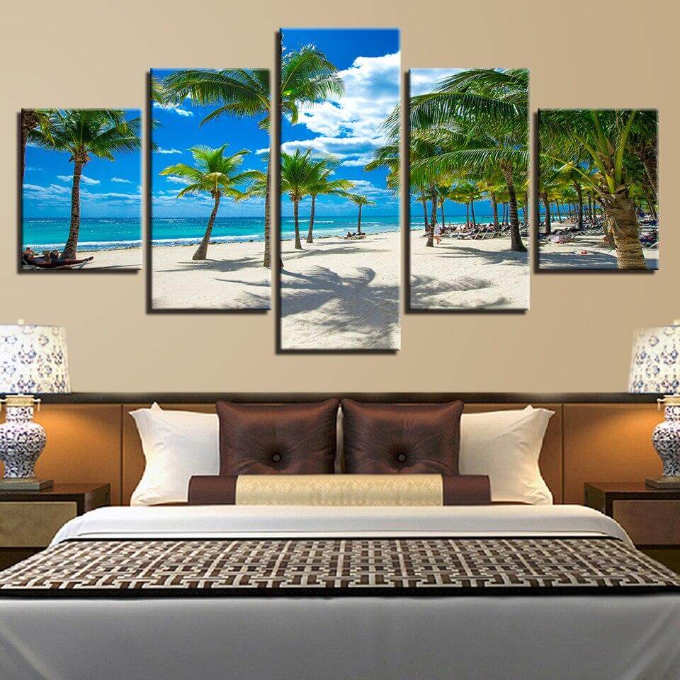 Palm-Forest-5-Piece-Canvas-Art-for-Bedroom