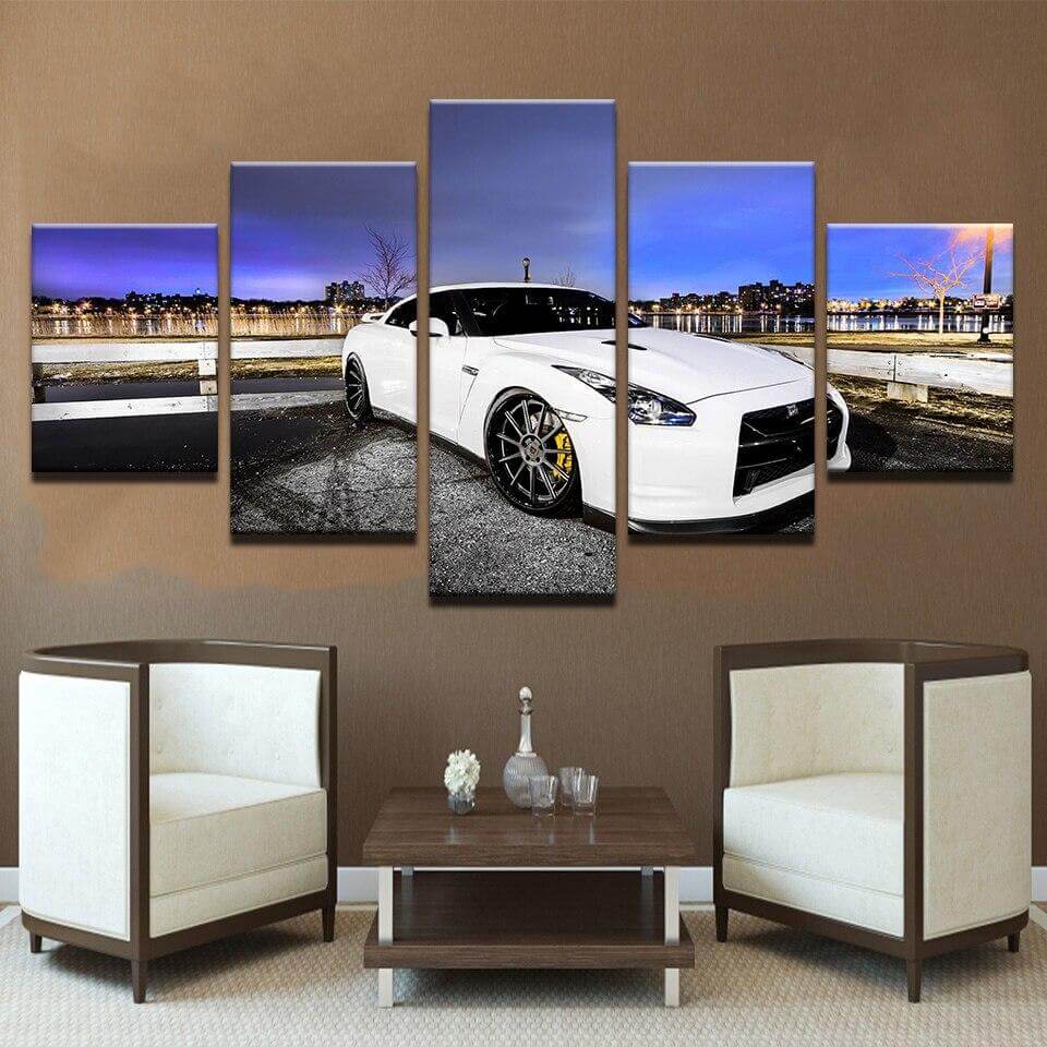 HD-Prints-White-Luxury-Sports-Car-Canvas-Paintings