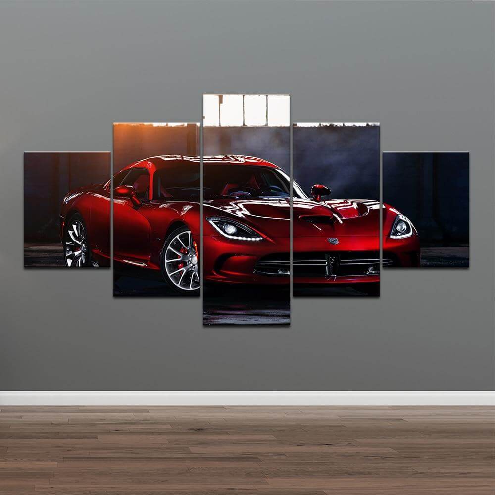 5-pieces-red-Srt-Viper-sports-car-wall-Canvas-for-living-room