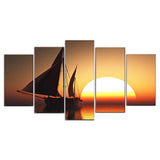 Beautiful Sunset on Sea 5 Piece Canvas Art Frames