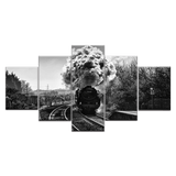 Steam Train Black and White Canvas Art