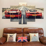 5-Panels-Red-Car-gather-canvas-wall-art
