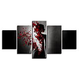 Women With Red Roses 5 Pieces Canvas Wall Art
