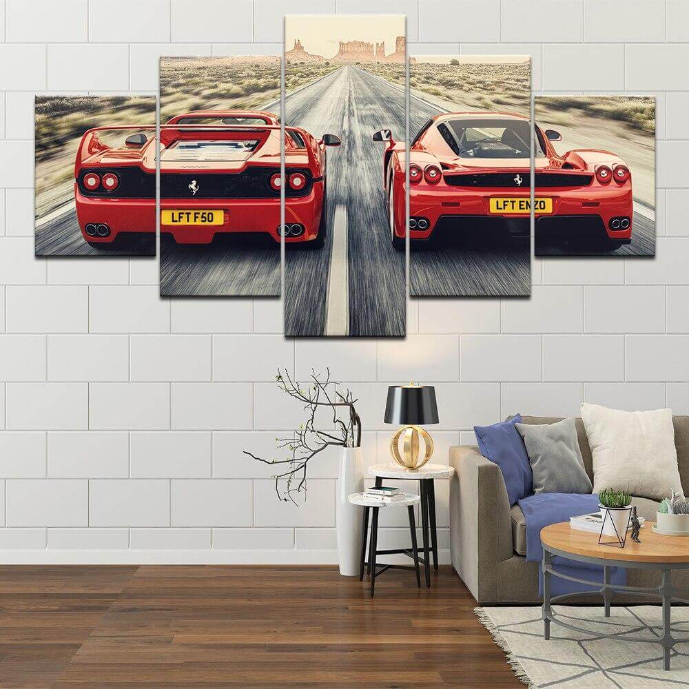 5-Panels-Red-Car-gather-canvas-wall-art