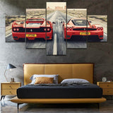 5-Panels-Red-Car-gather-canvas-wall-art