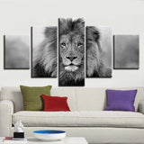 HD-Black-And-White-5-Pieces-Lion-Canvas-Printings