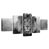 HD-Black-And-White-5-Pieces-Lion-Canvas-Printings