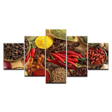 Food-Seasonings-5-Piece-Wall-Canvas-Art