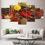 Food-Seasonings-5-Piece-Wall-Canvas-Art