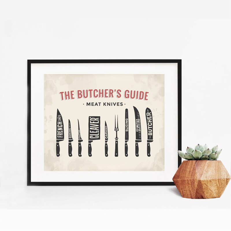 All Kinds of  Meat Knives Ready to Hang HD Wall Art canvas