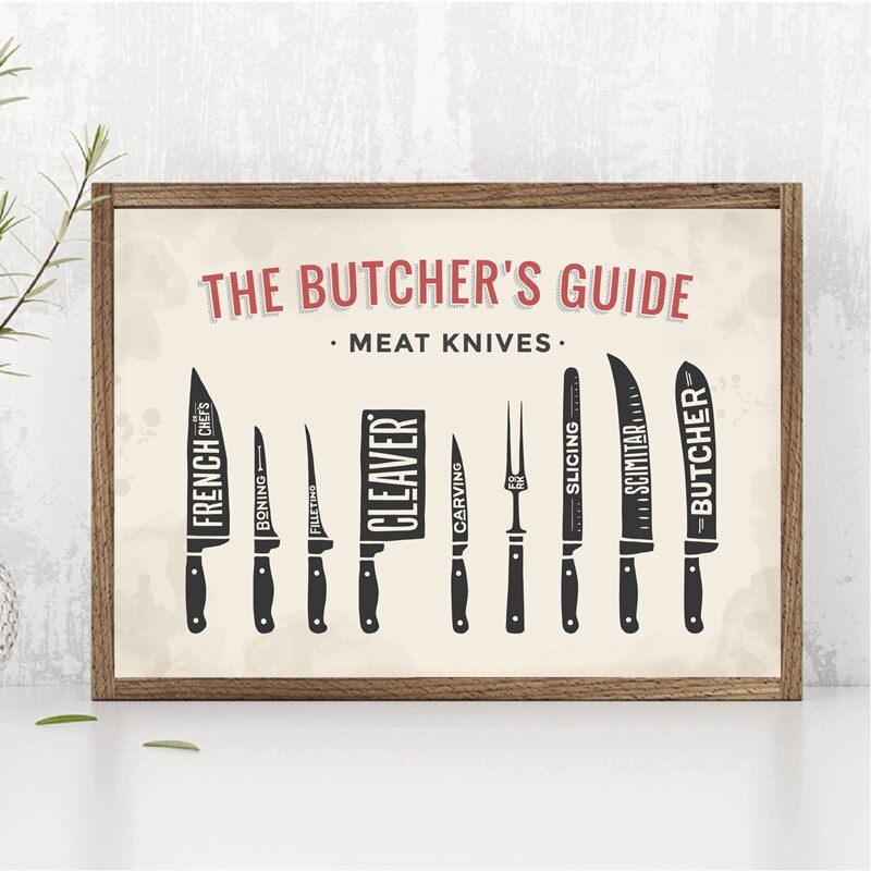 All Kinds of  Meat Knives Ready to Hang HD Wall Art canvas