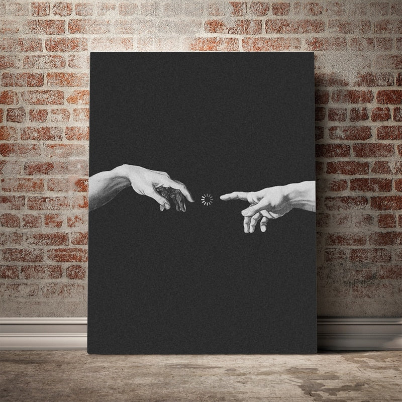 HD-Printed-Hands-Communication-Cool-Black-and-White-Canvas -Art