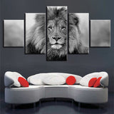 HD-Black-And-White-5-Pieces-Lion-Canvas-Printings