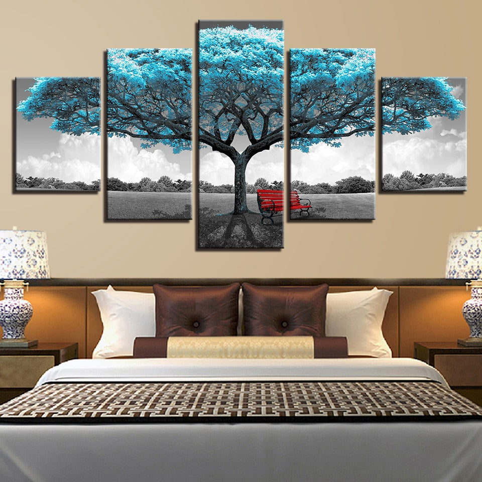 Blue-Tree-Landscape-Wall-Paintings-for-Bedroom