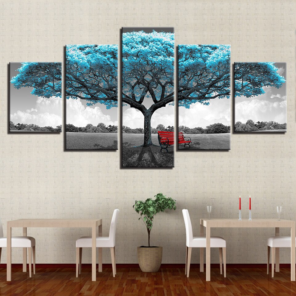 Blue-Tree-Landscape-Wall-Paintings-for-Bedroom