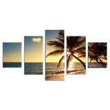 Sunset-Beach-Coconut-Tree-Gather-Canvas-Wall-Art