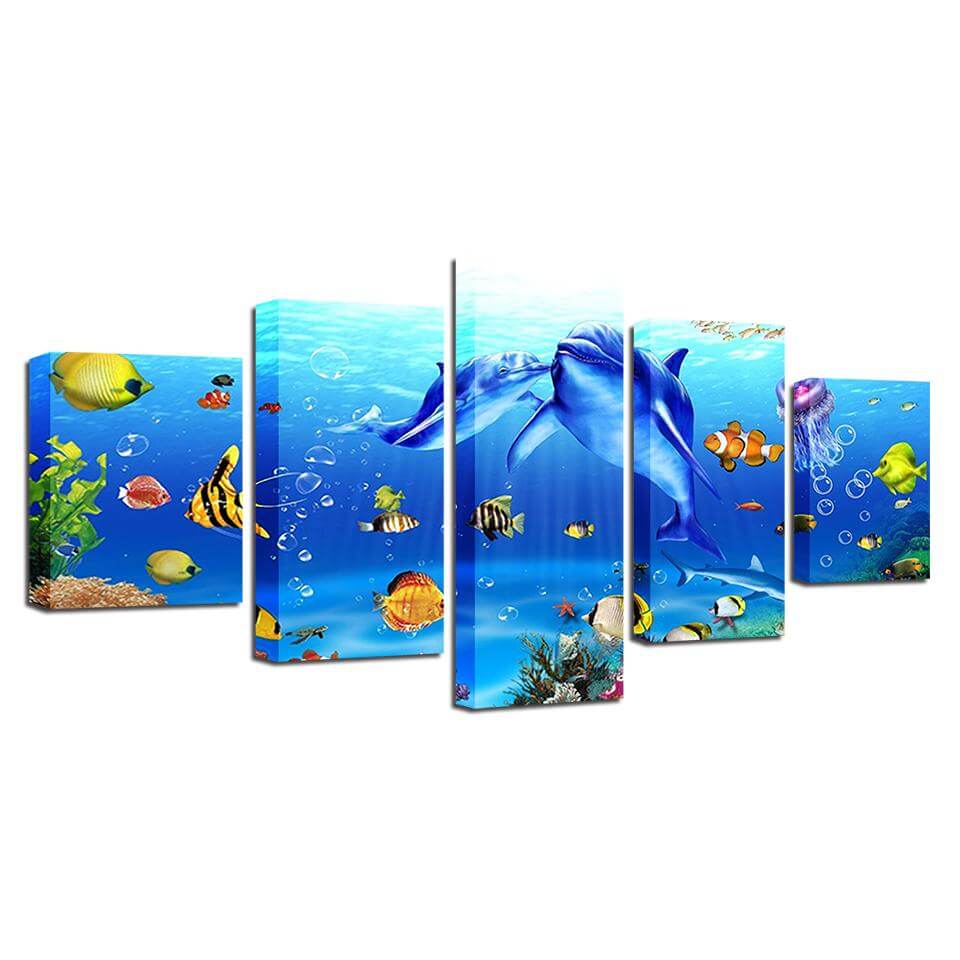 Underwater-World-5-Piece-Canvas-Art-for-Bedroom